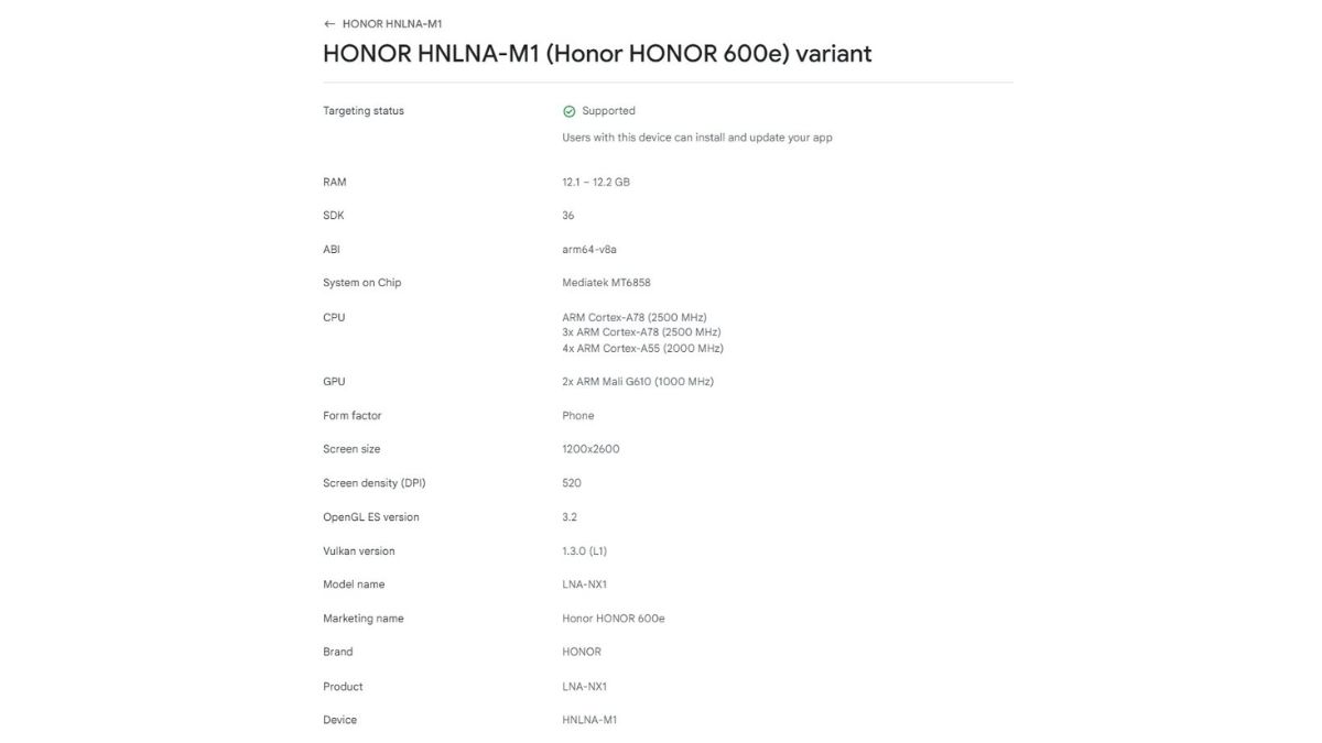 Honor 600e Geekbench, Honor 600e leaks, Honor 600e specs, Dimensity 7100 phone, Honor upcoming phone, Honor 600 series,