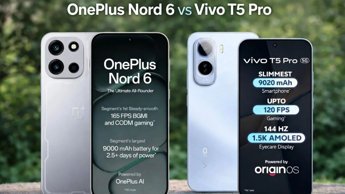 vivo t5 pro review hindi, oneplus nord 6 review hindi, nord 6 vs t5 pro comparison, oneplus nord 6 vs vivo t5 pro