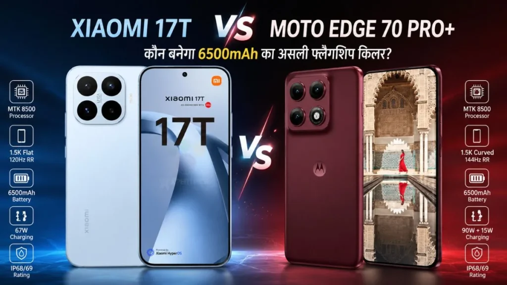 Xiaomi 17T vs Moto Edge 70 Pro+, Xiaomi 17T, Moto Edge 70 Pro+, Xiaomi 17T vs Moto Edge 70 Pro+, Motorola flagship phone, Xiaomi flagship phone, 6500mAh battery smartphone, MediaTek 8500 phone, Leica camera phone, Moto Edge 70 Pro Plus launch, Xiaomi 17T India launch, best upcoming smartphones,